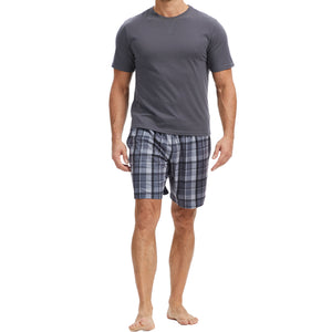 Mens Grey Checked Pyjama Set