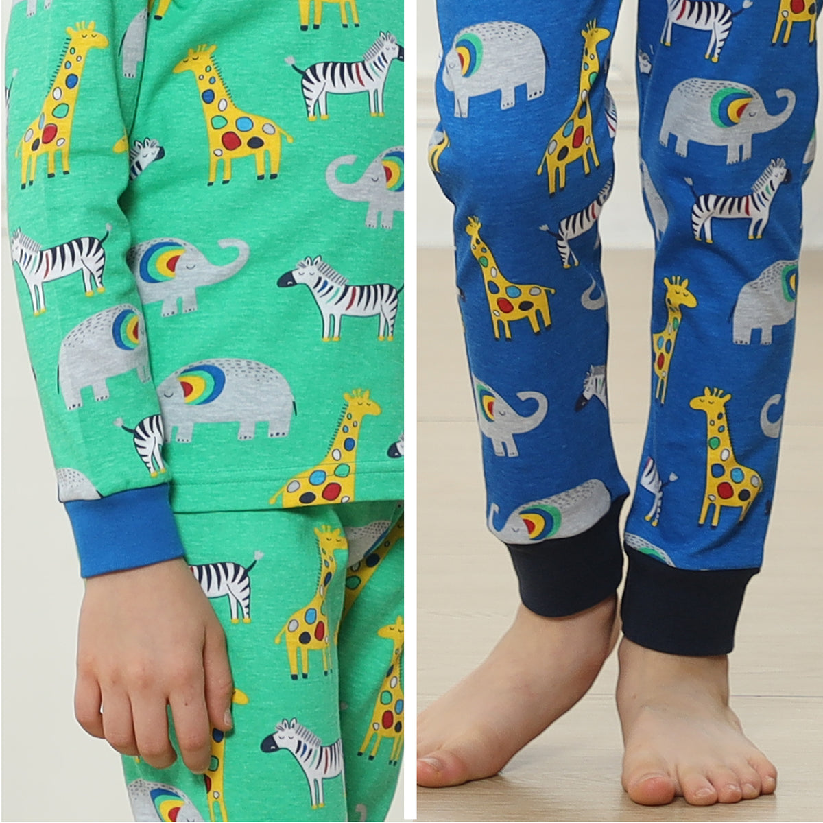 2PK Boys Long Sleeve Bright Animals Pyjamas 