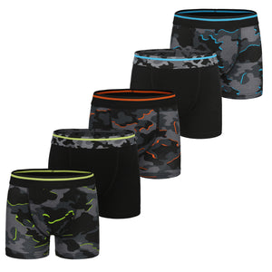 Boys 5 Pack Boxers Trunks Camo