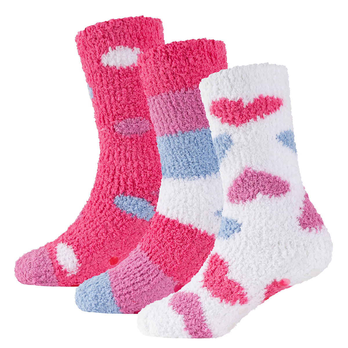 3PK Girls Cosy Lounge Socks Hearts