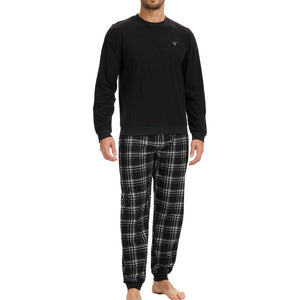 Mens Grey Checked Pyjama Set 