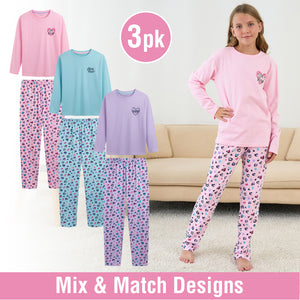 Girls 3PK Heart LS Long Pyjamas Older