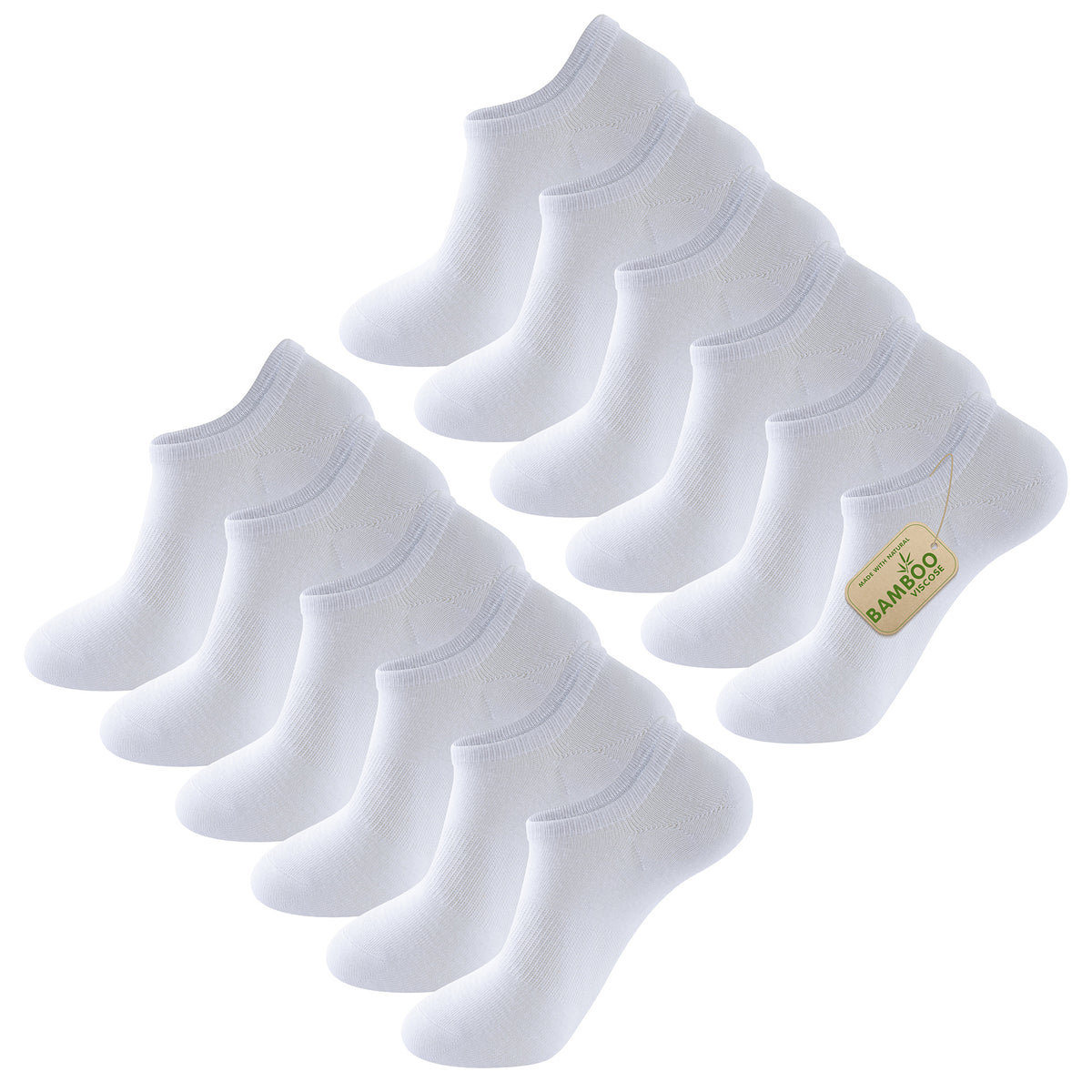 Womens 12 Pack Bamboo Trainer Socks (White)