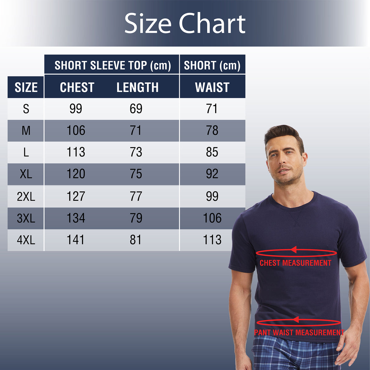 Mens Navy Check Shorty Pyjamas 