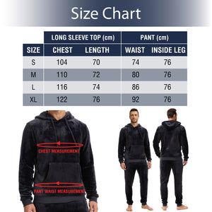 Mens Flannel & Sherpa Lined Black/Red LS Pyjamas Set 