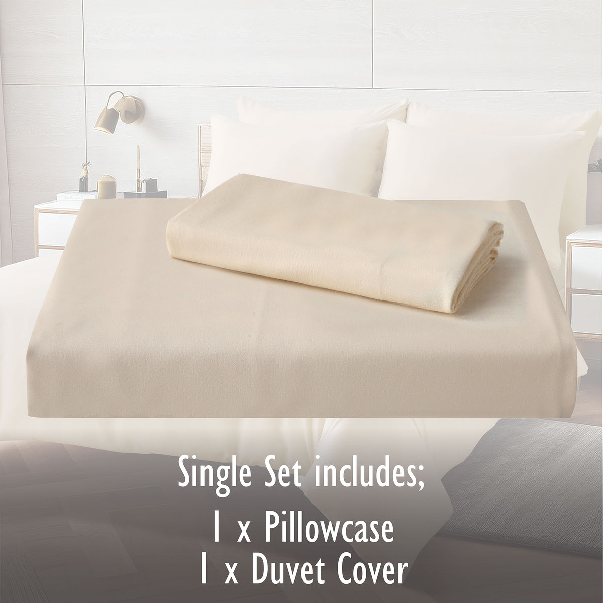 Beige Duvet Cover Set - Microfibre