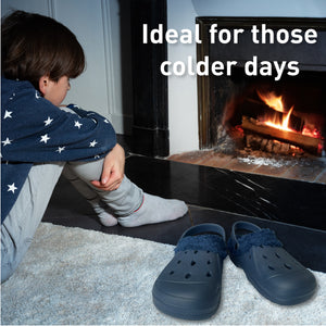 Kids Fleece Lined Clogs Blue 2