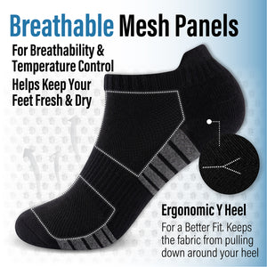 Womens 12 Pack Half Terry Trainer Socks (Black Striped)