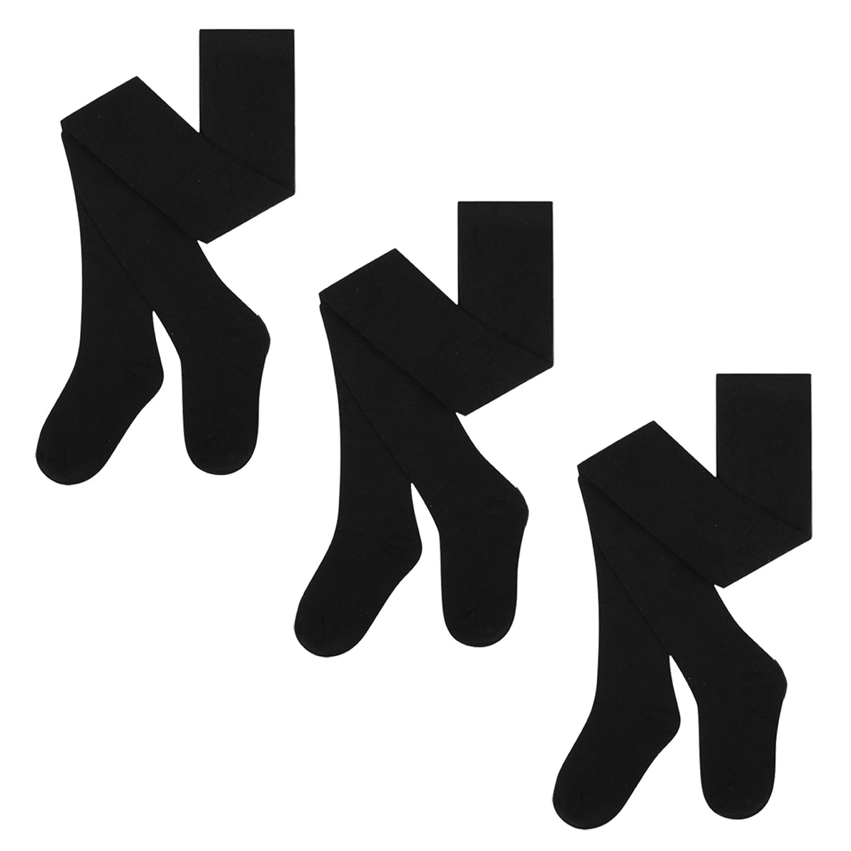 Girls 3 Pack Solid Tights (Black)