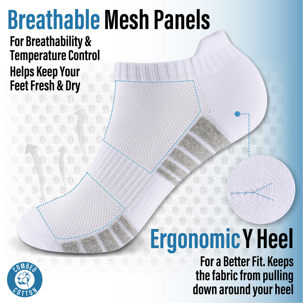 Womens 12 Pack Half Terry Trainer Socks (White Striped)