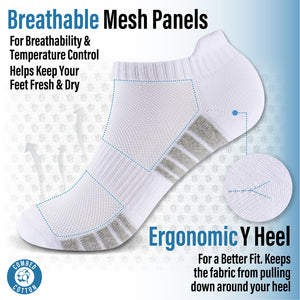 Womens 12pk Half Terry white Striped Trainer Socks