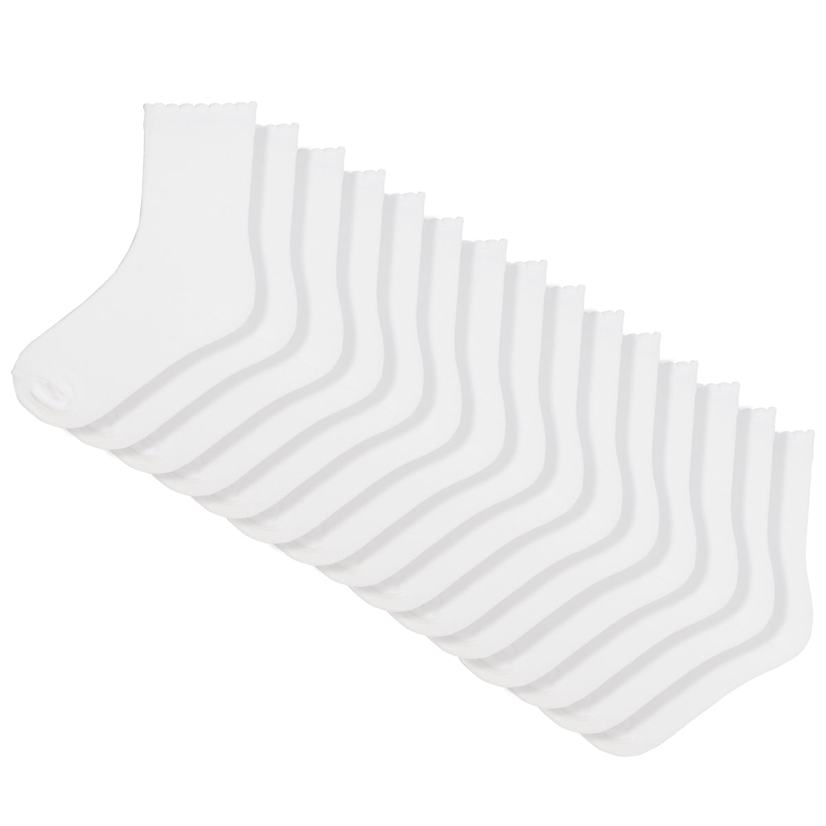 White School Frill Edge Socks 15 Pack