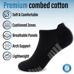 Mens 6pk Striped Half Terry Black Trainer Socks