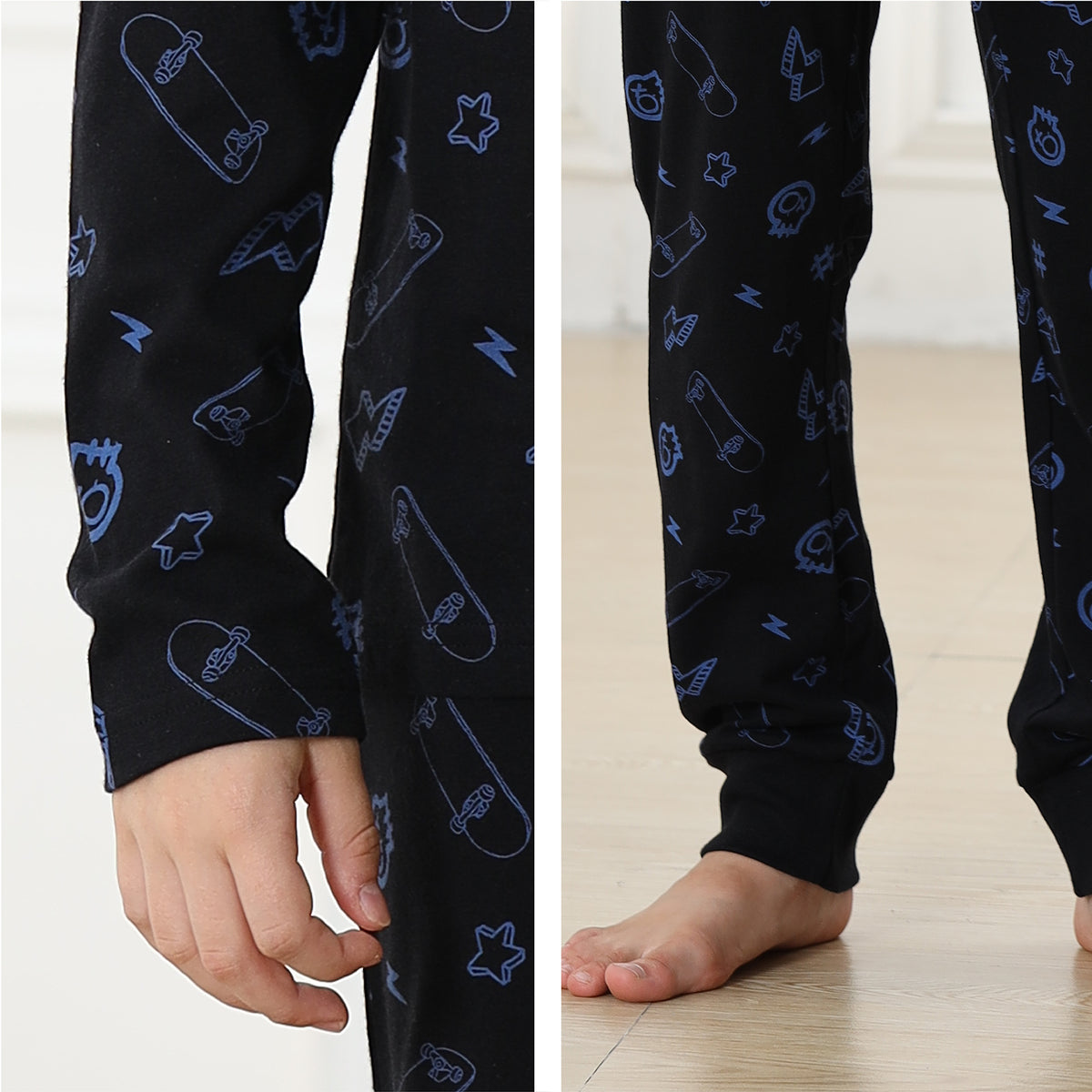 Boys Long Sleeve Skull / Skater Pyjamas