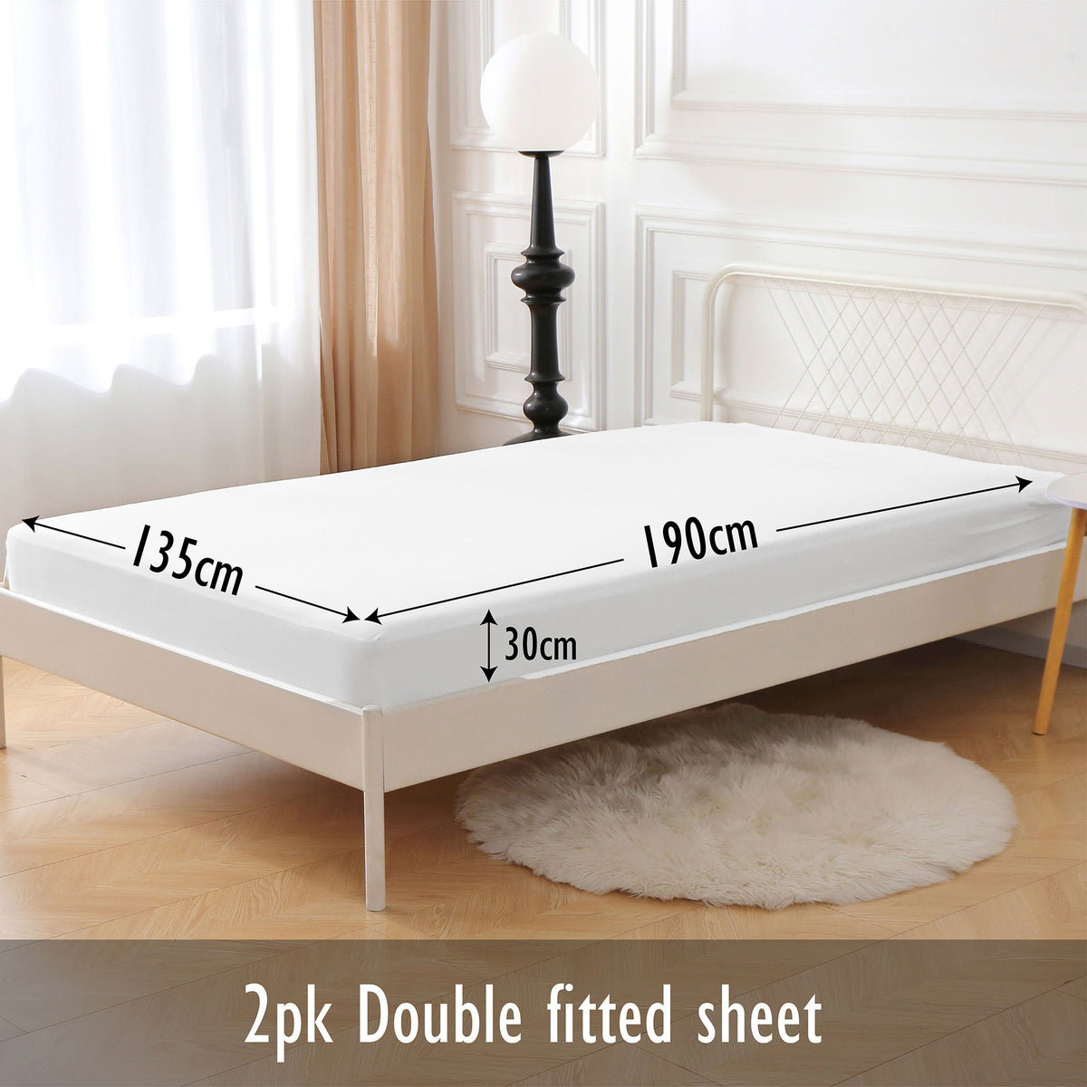 White 2pk Fitted Sheet - Microfibre