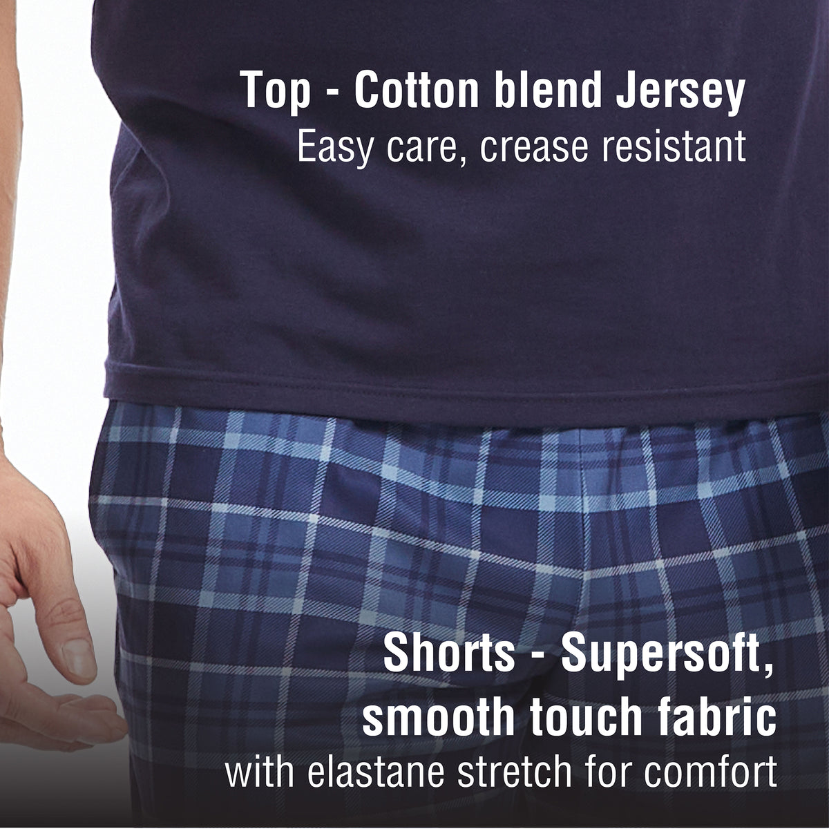 Mens Navy Check Shorty Pyjamas 