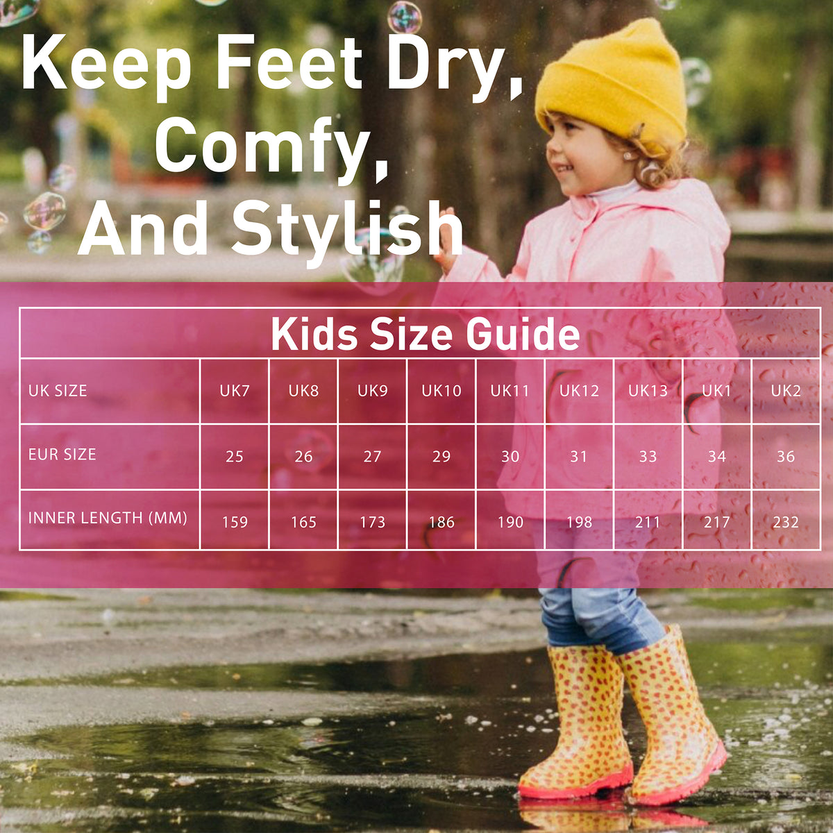 Girls Pink Welly Boots