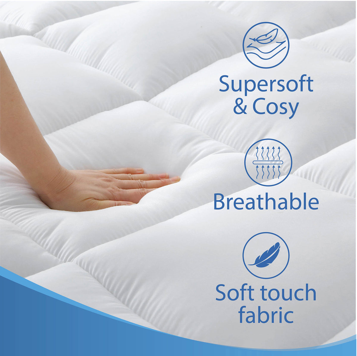 Quilted Mattress Topper with Elasticated Corner Strap White