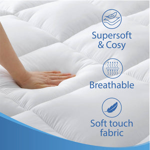 Quilted Mattress Topper with Elasticated Corner Strap White