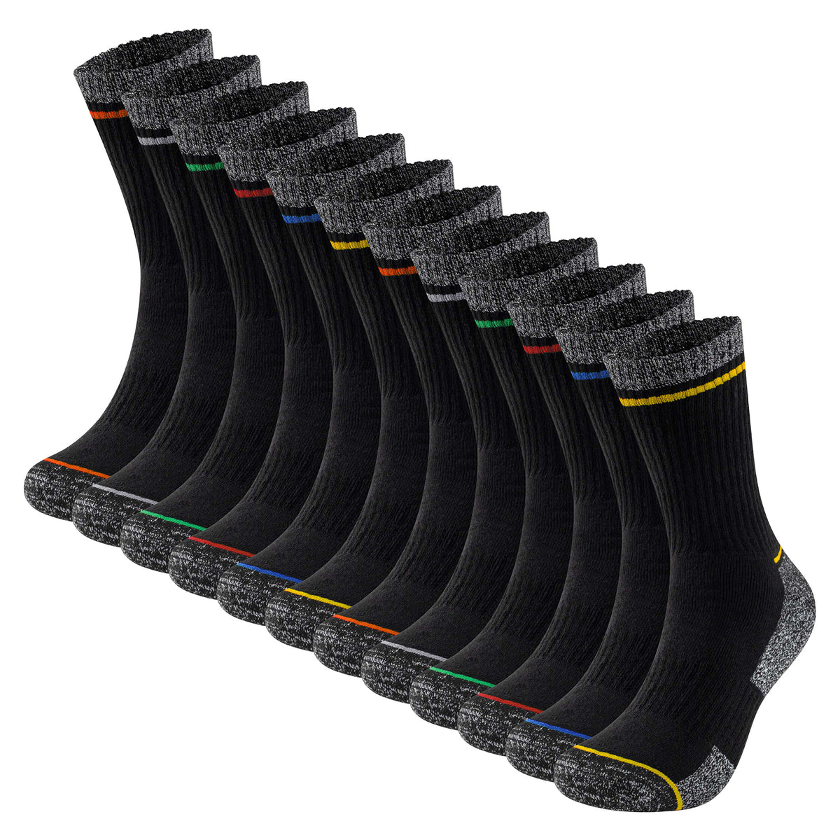Mens 12 Pack Premium Work Socks (Thin Stripe}
