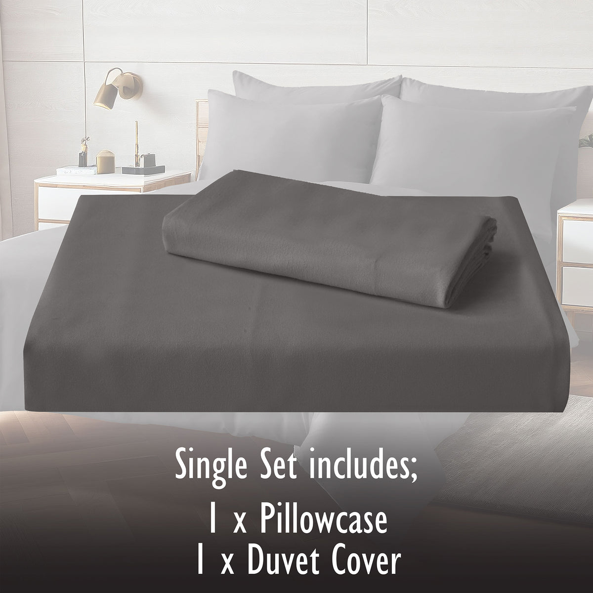 Grey Duvet Cover Set - Microfibre