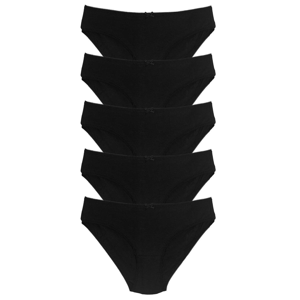 Black Bikini Briefs Cotton Rich 5 Pack
