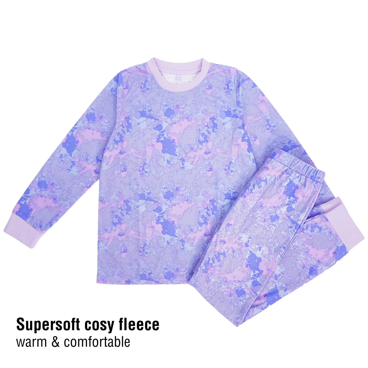 Lilac Supersoft Lightweight Fleece Cosy Pyjama Set