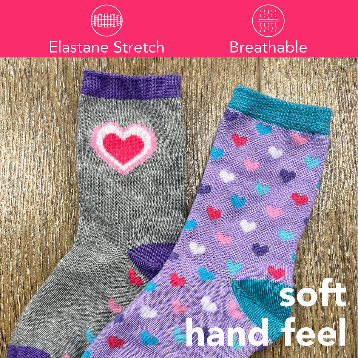 Multi Hearts Design Ankle Socks 8 Pack