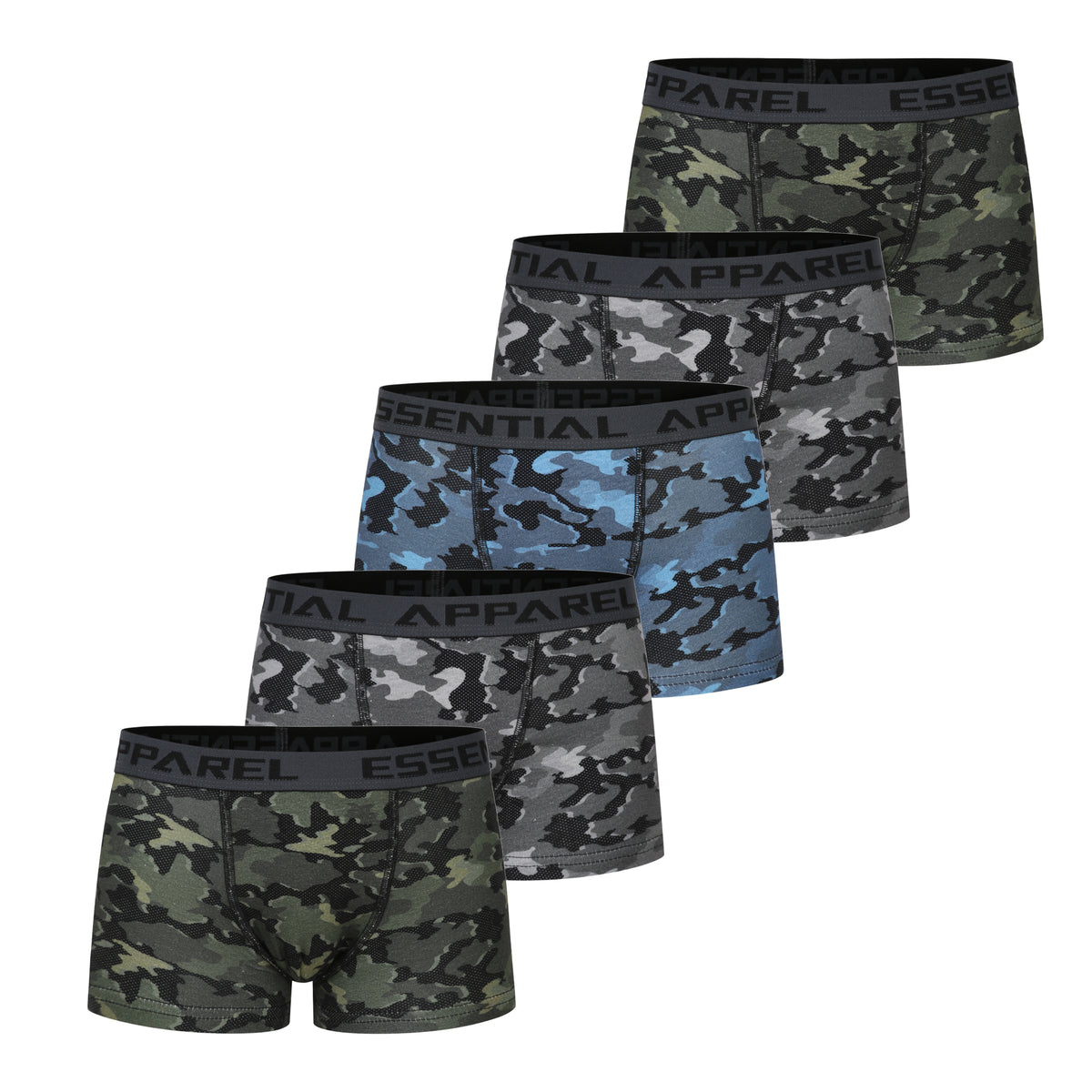 Camo Design 5 Pack Stretch Trunks