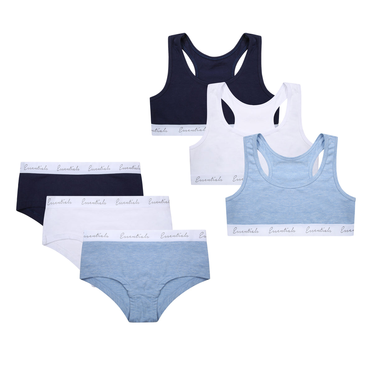 Essentials 3 Pack Crop Top and Hipster Set
